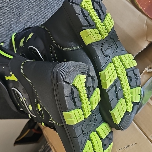 Black and Neon Green Winter Boots - Picture 2 of 4